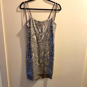 Silver BCBGMaxAzria party/cocktail dress